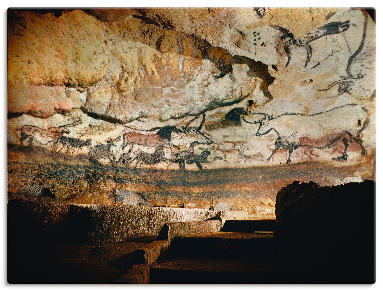 ジュラ・ベンチュル　額絵 Unbekannter Künstler: Höhle von Lascaux, Dordogne. Linke Wand des