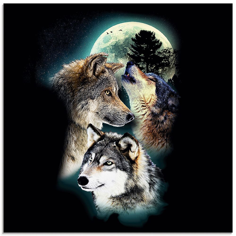 Wonderful Dream Picture: Phantasie Wolf Wölfe mit Mond | ARTGalerie.de