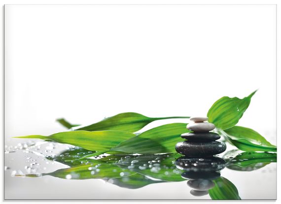 Glas-Küchenrückwand von KayaMe Spa mit Steinen und Bambus - ARTland Glas-Küchenrückwand von KayaMe Spa mit Steinen und Bambus Küchenrückwände & Spritzschutz