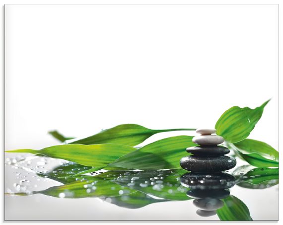 Glas-Küchenrückwand von KayaMe Spa mit Steinen und Bambus - ARTland Glas-Küchenrückwand von KayaMe Spa mit Steinen und Bambus Küchenrückwände & Spritzschutz