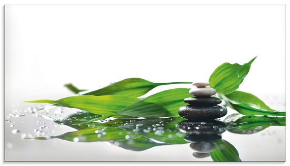 Glas-Küchenrückwand von KayaMe Spa mit Steinen und Bambus - ARTland Glas-Küchenrückwand von KayaMe Spa mit Steinen und Bambus Küchenrückwände & Spritzschutz