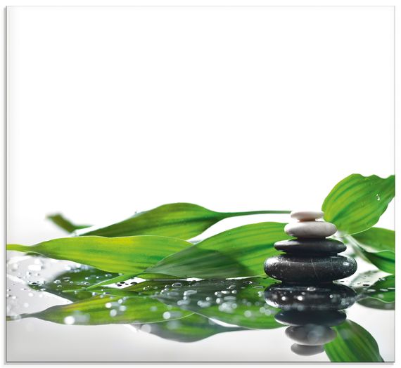 Glas-Küchenrückwand von KayaMe Spa mit Steinen und Bambus - ARTland Glas-Küchenrückwand von KayaMe Spa mit Steinen und Bambus Küchenrückwände & Spritzschutz