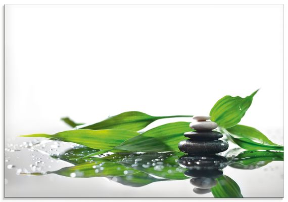 Glas-Küchenrückwand von KayaMe Spa mit Steinen und Bambus - ARTland Glas-Küchenrückwand von KayaMe Spa mit Steinen und Bambus Küchenrückwände & Spritzschutz