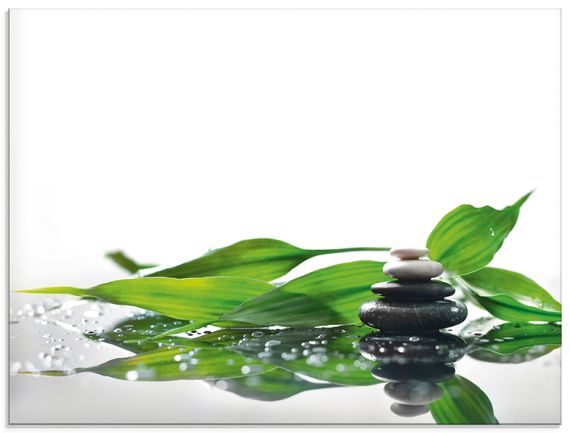 Glas-Küchenrückwand von KayaMe Spa mit Steinen und Bambus - ARTland Glas-Küchenrückwand von KayaMe Spa mit Steinen und Bambus Küchenrückwände & Spritzschutz