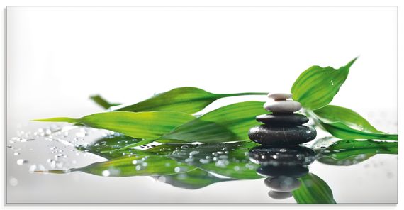 Glas-Küchenrückwand von KayaMe Spa mit Steinen und Bambus - ARTland Glas-Küchenrückwand von KayaMe Spa mit Steinen und Bambus Küchenrückwände & Spritzschutz