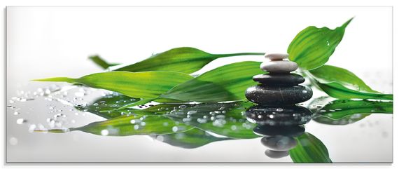 Glas-Küchenrückwand von KayaMe Spa mit Steinen und Bambus - ARTland Glas-Küchenrückwand von KayaMe Spa mit Steinen und Bambus Küchenrückwände & Spritzschutz