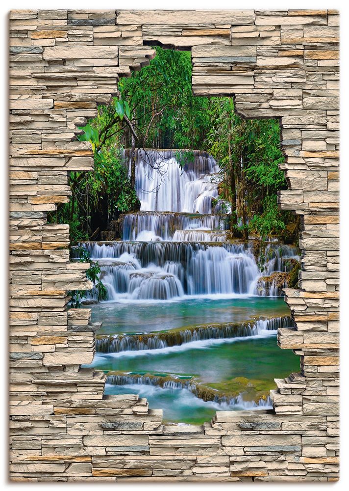 lkunl: Tiefen Wald Wasserfall in Kanchanaburi Thailand_Blick durch  Steinmauer