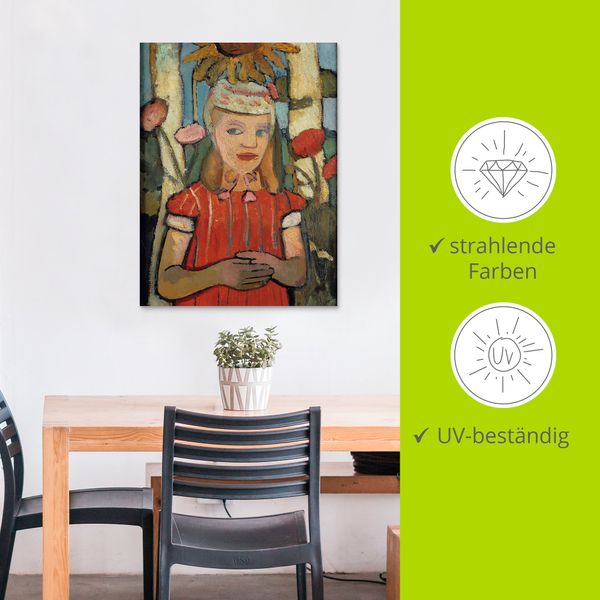 Alubild von Paula Modersohn-Becker Mädchen in rotem Kleid vor Sonnenblume - ARTland Alubild von Paula Modersohn-Becker Mädchen in rotem Kleid vor Sonnenblume Alubilder / Outdoorbilder