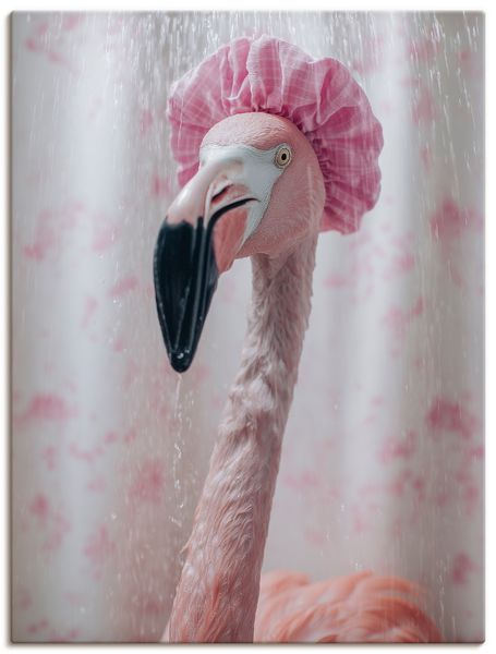 Leinwandbild von Nova Voss Flamingo unter der Dusche - ARTland Leinwandbild von Nova Voss Flamingo unter der Dusche