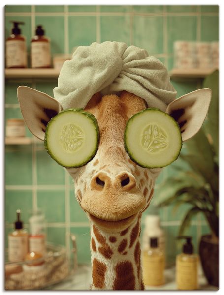 Leinwandbild von Nova Voss Giraffe beim Spa - ARTland Leinwandbild von Nova Voss Giraffe beim Spa