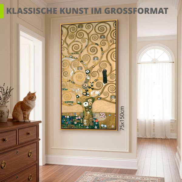Leinwandbild gerahmt mit Schattenfugenleiste von Gustav Klimt Lebensbaum. Detail Werkvorlage - ARTland Leinwandbild gerahmt mit Schattenfugenleiste von Gustav Klimt Lebensbaum. Detail Werkvorlage Bilder mit Rahmen