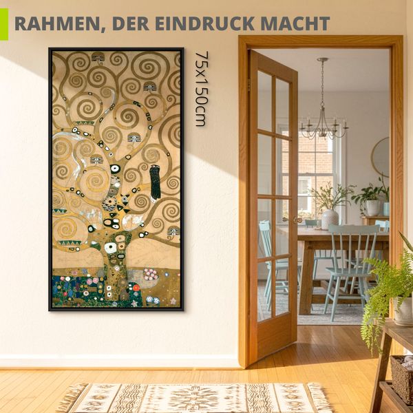 Leinwandbild gerahmt mit Schattenfugenleiste von Gustav Klimt Lebensbaum. Detail Werkvorlage - ARTland Leinwandbild gerahmt mit Schattenfugenleiste von Gustav Klimt Lebensbaum. Detail Werkvorlage Bilder mit Rahmen