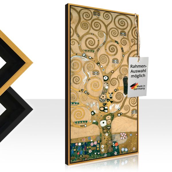 Leinwandbild gerahmt mit Schattenfugenleiste von Gustav Klimt Lebensbaum. Detail Werkvorlage - ARTland Leinwandbild gerahmt mit Schattenfugenleiste von Gustav Klimt Lebensbaum. Detail Werkvorlage