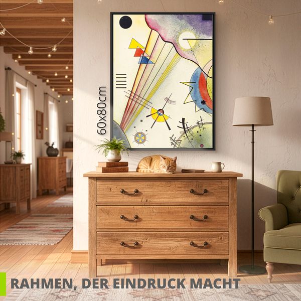 Leinwandbild gerahmt mit Schattenfugenleiste von Wassily Kandinsky Deutliche Verbindung. 1925 - ARTland Leinwandbild gerahmt mit Schattenfugenleiste von Wassily Kandinsky Deutliche Verbindung. 1925 Bilder mit Rahmen