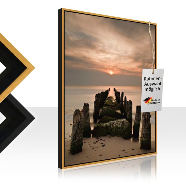 Leinwandbild gerahmt mit Schattenfugenleiste von Rico Ködder Sonnenuntergang an der Ostsee - ARTland Leinwandbild gerahmt mit Schattenfugenleiste von Rico Ködder Sonnenuntergang an der Ostsee