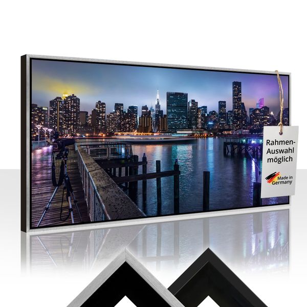 Leinwandbild gerahmt mit Schattenfugenleiste von Kurt Krause New York Manhattan im Abendlicht - ARTland Leinwandbild gerahmt mit Schattenfugenleiste von Kurt Krause New York Manhattan im Abendlicht