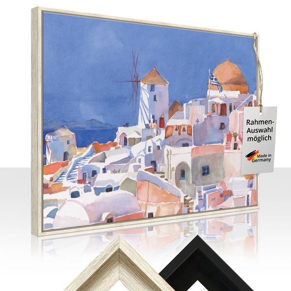 Leinwandbild gerahmt mit Schattenfugenleiste von Edie Fagan Wasserfarben Santorini I - ARTland Leinwandbild gerahmt mit Schattenfugenleiste von Edie Fagan Wasserfarben Santorini I