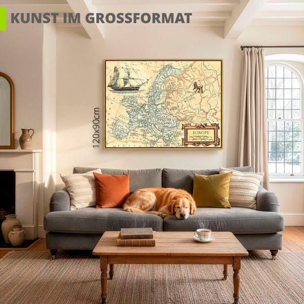 Leinwandbild gerahmt mit Schattenfugenleiste von Vision Studio Europakarte - ARTland Leinwandbild gerahmt mit Schattenfugenleiste von Vision Studio Europakarte Bilder mit Rahmen