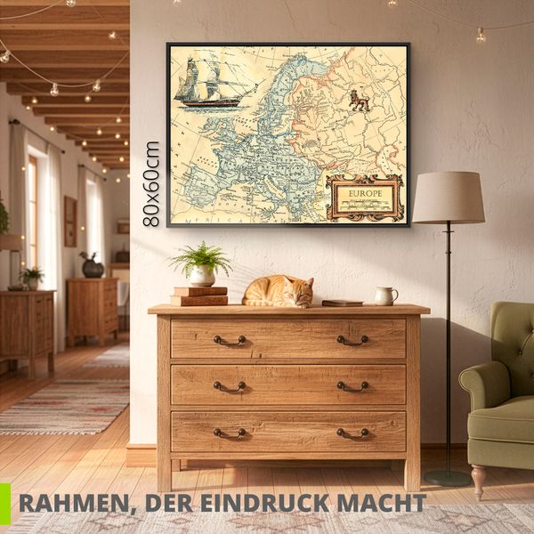 Leinwandbild gerahmt mit Schattenfugenleiste von Vision Studio Europakarte - ARTland Leinwandbild gerahmt mit Schattenfugenleiste von Vision Studio Europakarte Bilder mit Rahmen