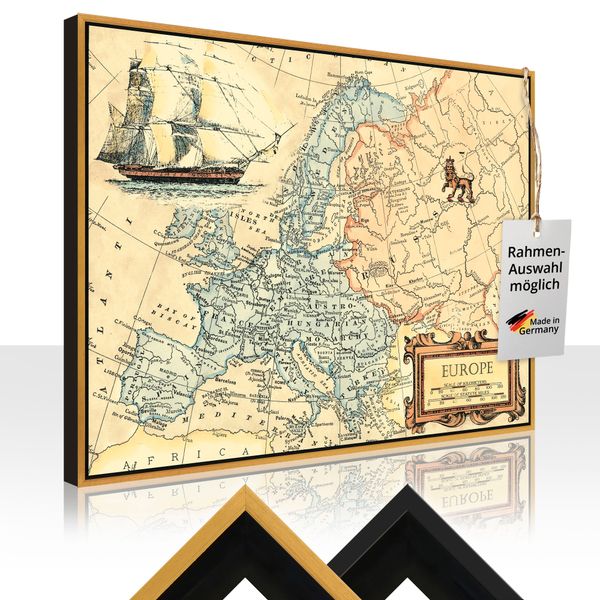 Leinwandbild gerahmt mit Schattenfugenleiste von Vision Studio Europakarte - ARTland Leinwandbild gerahmt mit Schattenfugenleiste von Vision Studio Europakarte