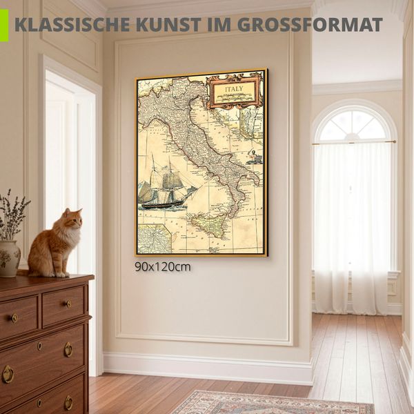 Leinwandbild gerahmt mit Schattenfugenleiste von Vision Studio Italienkarte - ARTland Leinwandbild gerahmt mit Schattenfugenleiste von Vision Studio Italienkarte Bilder mit Rahmen