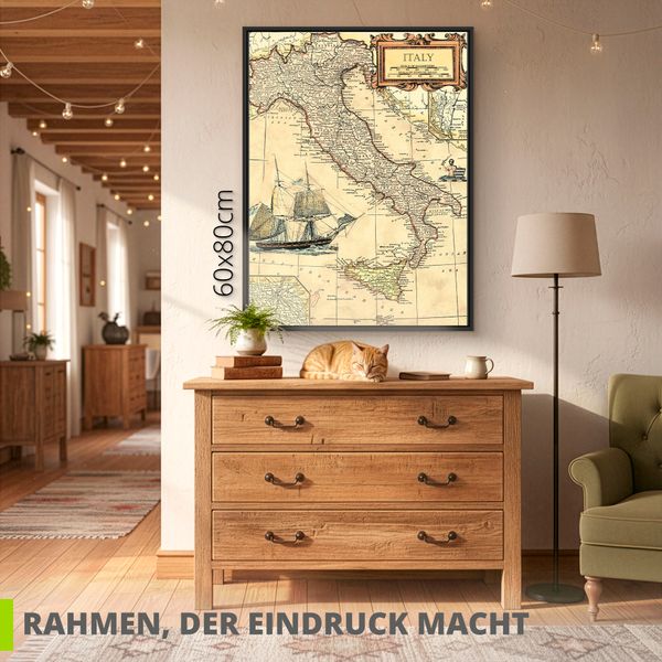 Leinwandbild gerahmt mit Schattenfugenleiste von Vision Studio Italienkarte - ARTland Leinwandbild gerahmt mit Schattenfugenleiste von Vision Studio Italienkarte Bilder mit Rahmen