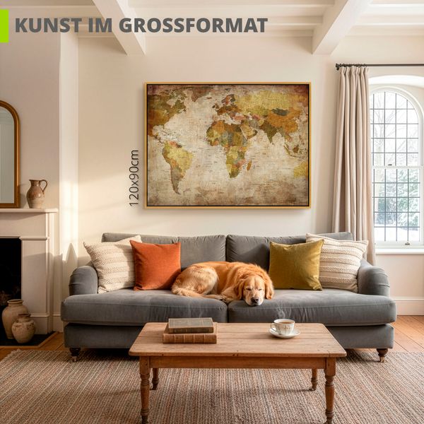 Leinwandbild gerahmt mit Schattenfugenleiste von RA Studio Weltkarte - ARTland Leinwandbild gerahmt mit Schattenfugenleiste von RA Studio Weltkarte Bilder mit Rahmen