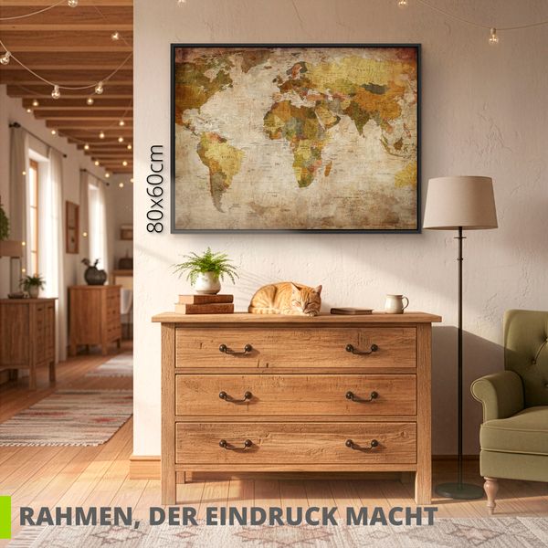 Leinwandbild gerahmt mit Schattenfugenleiste von RA Studio Weltkarte - ARTland Leinwandbild gerahmt mit Schattenfugenleiste von RA Studio Weltkarte Bilder mit Rahmen
