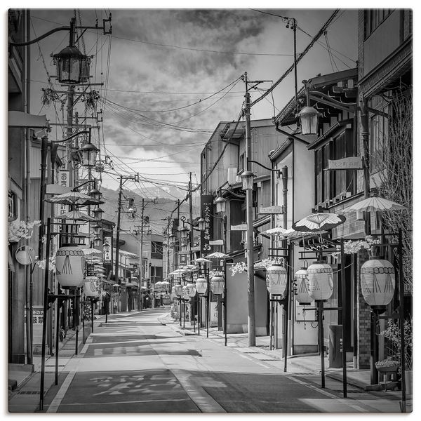 Leinwandbild von Melanie Viola Feststraße zum Sakura Matsuri in Hida - ARTland Leinwandbild von Melanie Viola Feststraße zum Sakura Matsuri in Hida