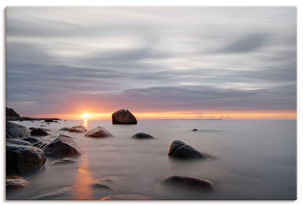 Leinwandbild von lichtjahr21 Sonnenstrahl am Steinstrand - ARTland Leinwandbild von lichtjahr21 Sonnenstrahl am Steinstrand