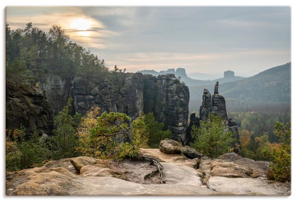 Leinwandbild von lichtjahr21 Elbsandsteingebirge im Abendlicht - ARTland Leinwandbild von lichtjahr21 Elbsandsteingebirge im Abendlicht