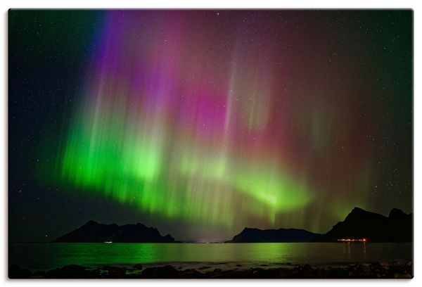 Leinwandbild von lichtjahr21 Polarlichter bei klarem Sternenhimmel - ARTland Leinwandbild von lichtjahr21 Polarlichter bei klarem Sternenhimmel